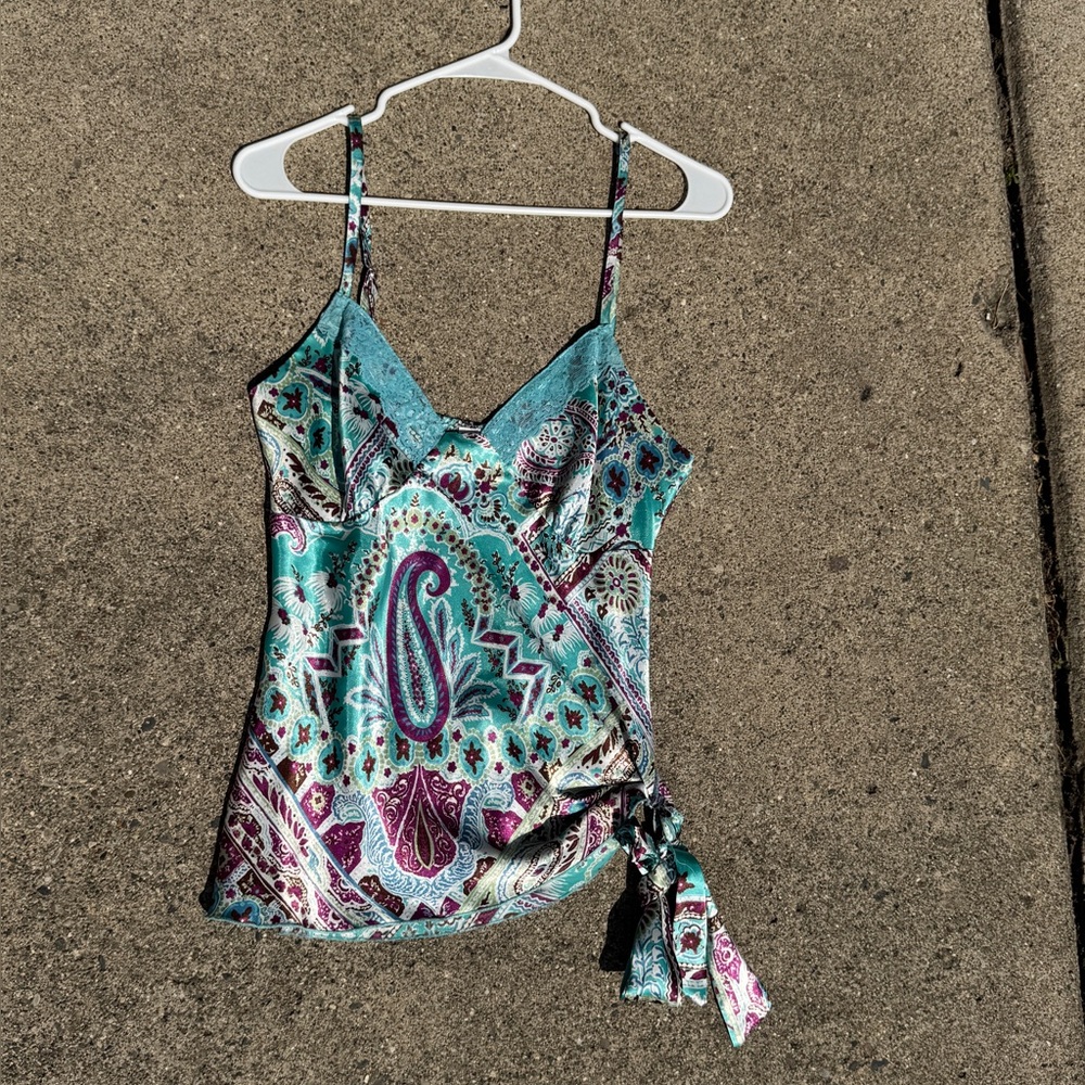 Byer California Turquoise and Purple Paisley Cami